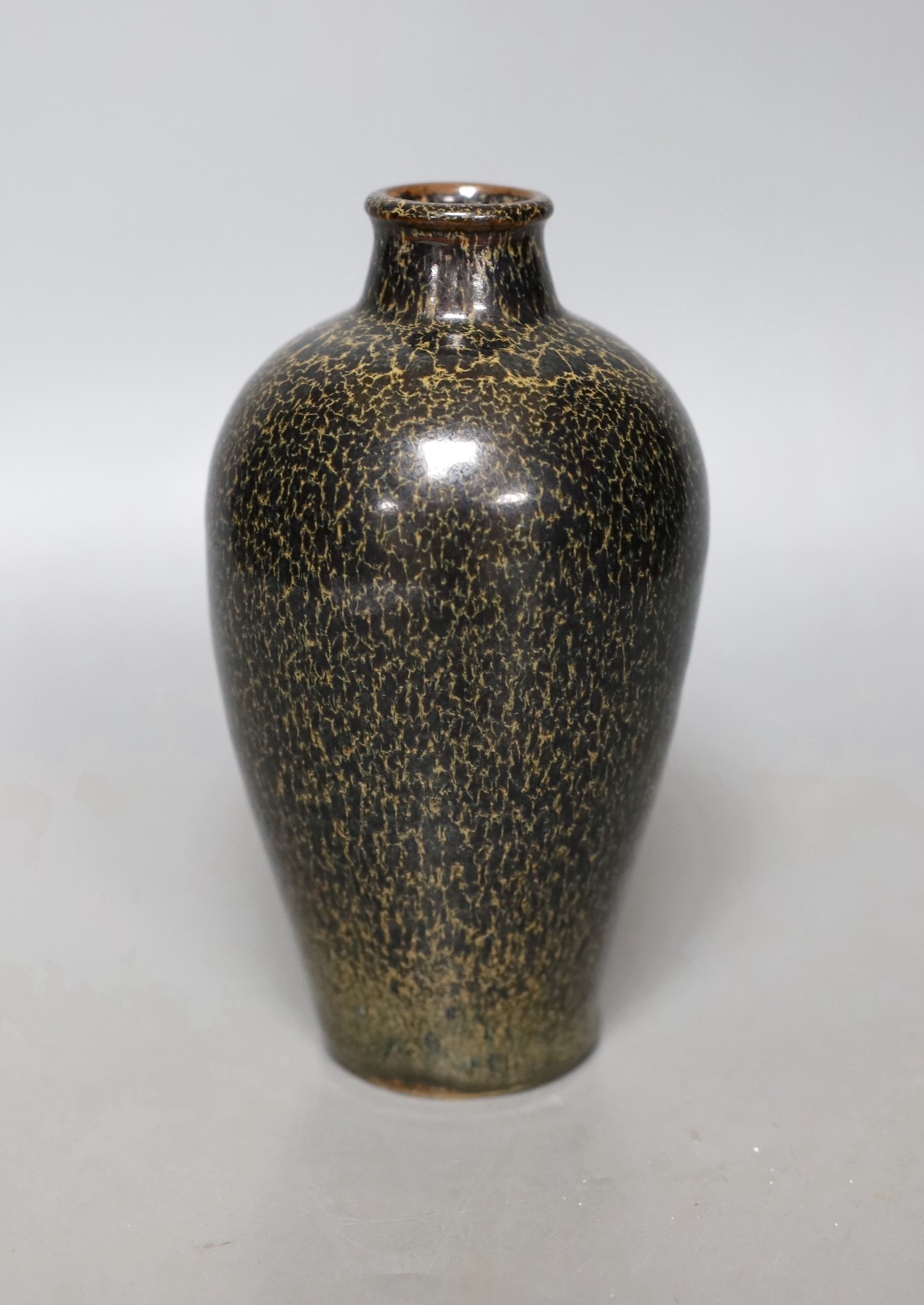 A Chinese oil spot glaze vase, Song style, 17cms high.